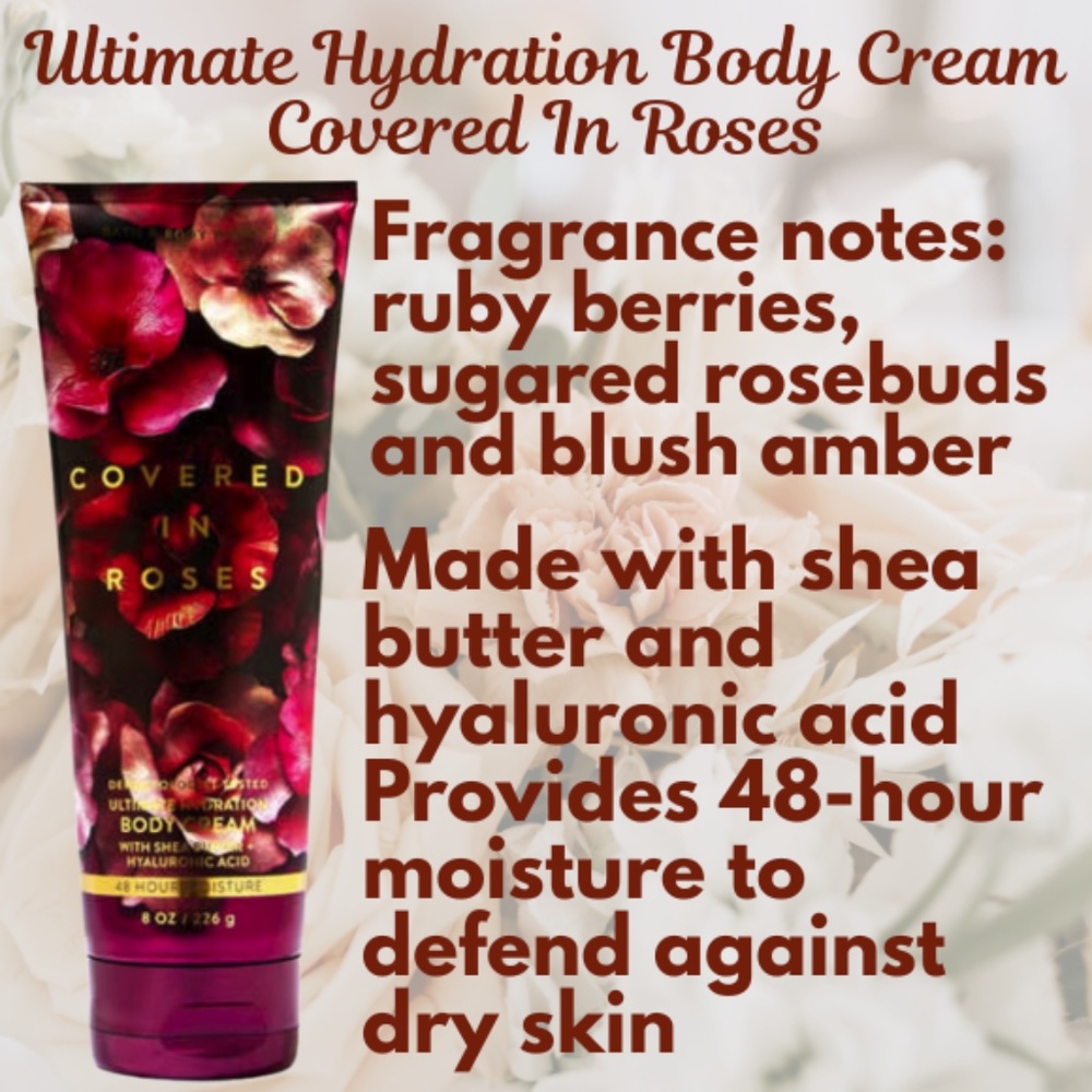 Bath & Body Works Full Size Ultimate Hydration Body Cream - Covered in Roses